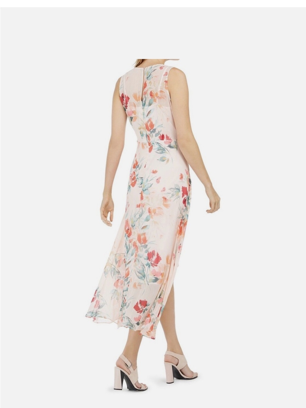 Calvin Klein Pink Floral Maxi High-Low Wrap Dress Size 10 - Picture 2 of 14